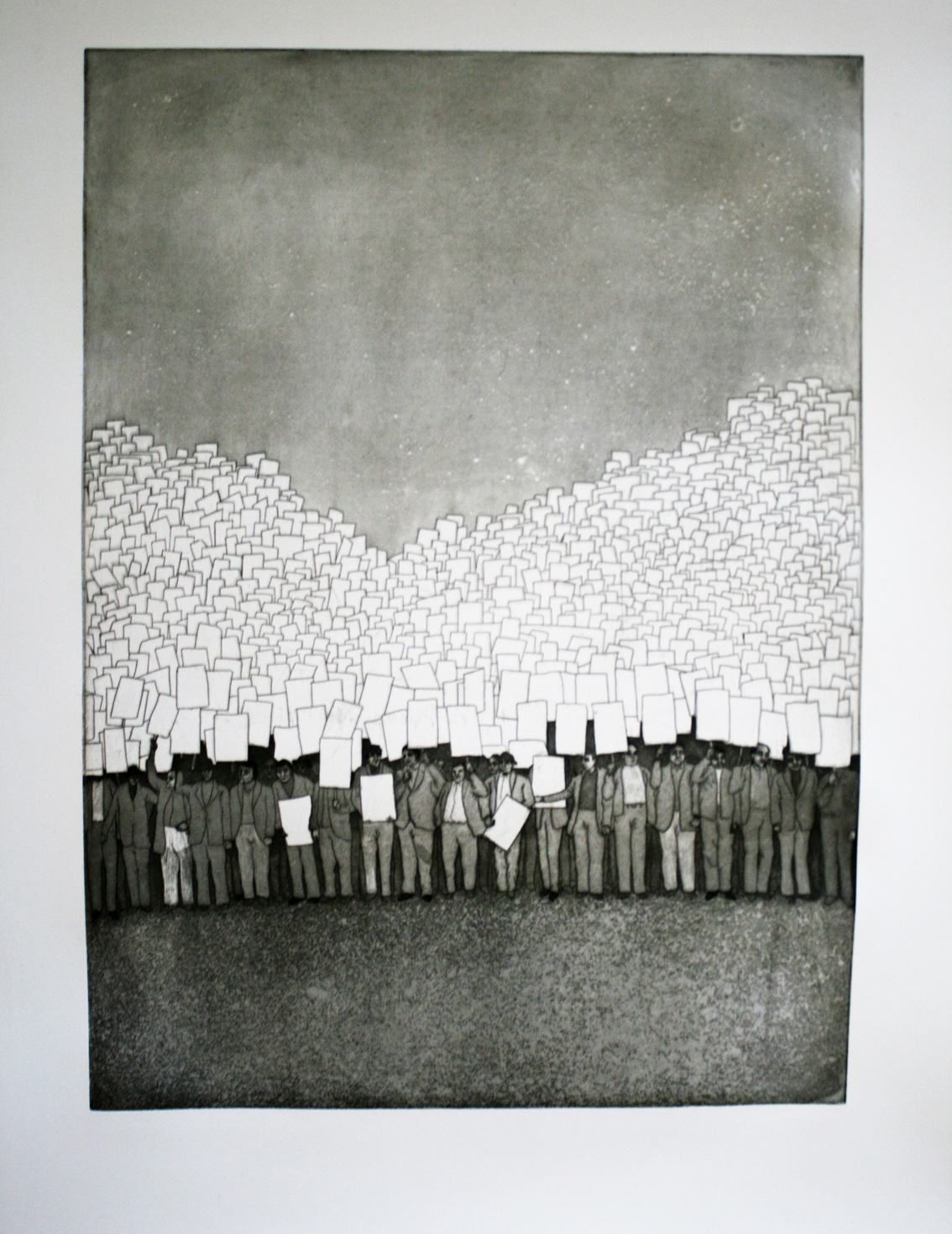 Kevin Clancy, The Walk for                      , 2008, Intaglio with aquatint