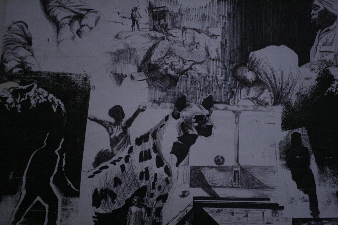 Nkosinathi Quwe, From the Little Boy's Room (detail), 2005, pen, ink and silscreen on wallpaper